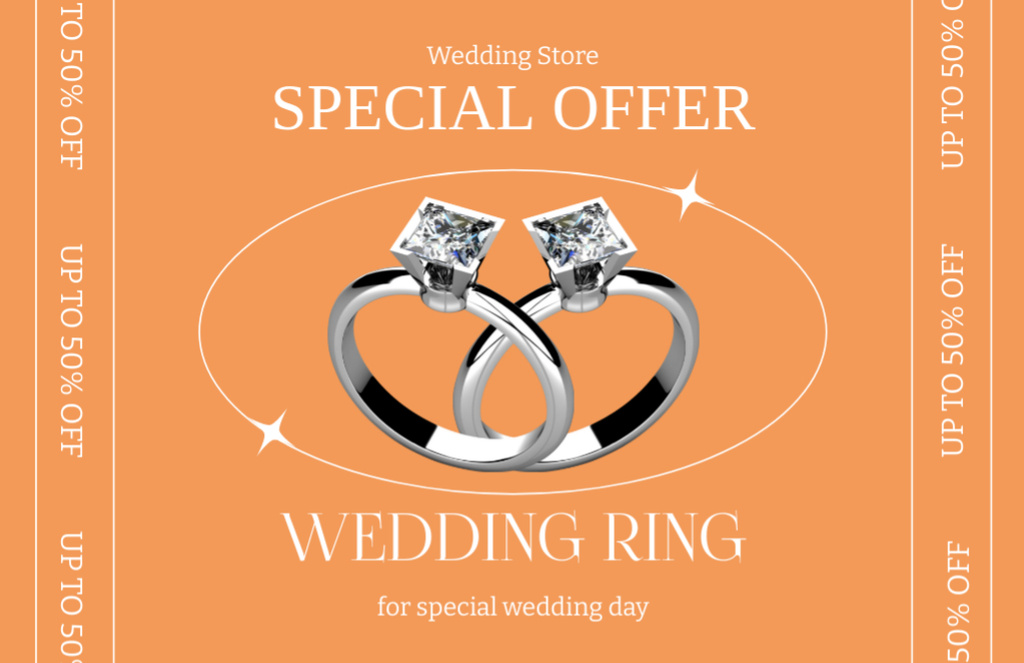 Plantilla de diseño de Special Offer of Diamond Wedding Rings Thank You Card 5.5x8.5in 