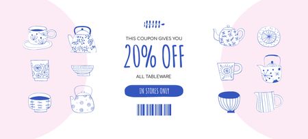 Discount Offer on Tableware Coupon 3.75x8.25in Design Template