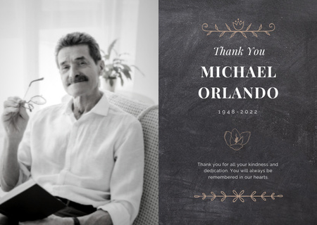 Black and White Photo Middle Age Men Card Design Template