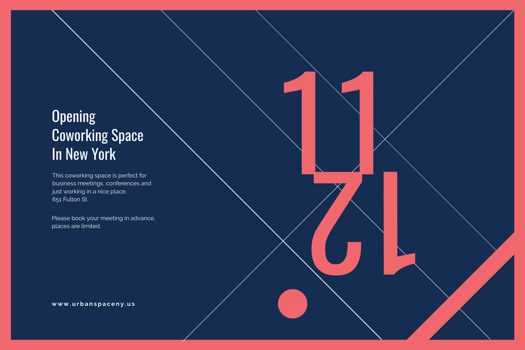 Plantilla de diseño de Opening Coworking Space in New York Poster 24x36in Horizontal 
