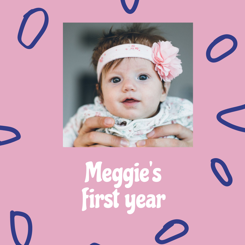 First Year of cute Girl Photo Book Design Template