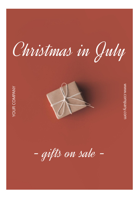 Christmas in July Gifts Sale Announcement Postcard A5 Vertical Design Template