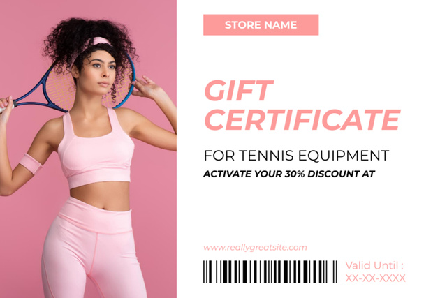 Gift Voucher Offer for Tennis Equipment Gift Certificate Tasarım Şablonu