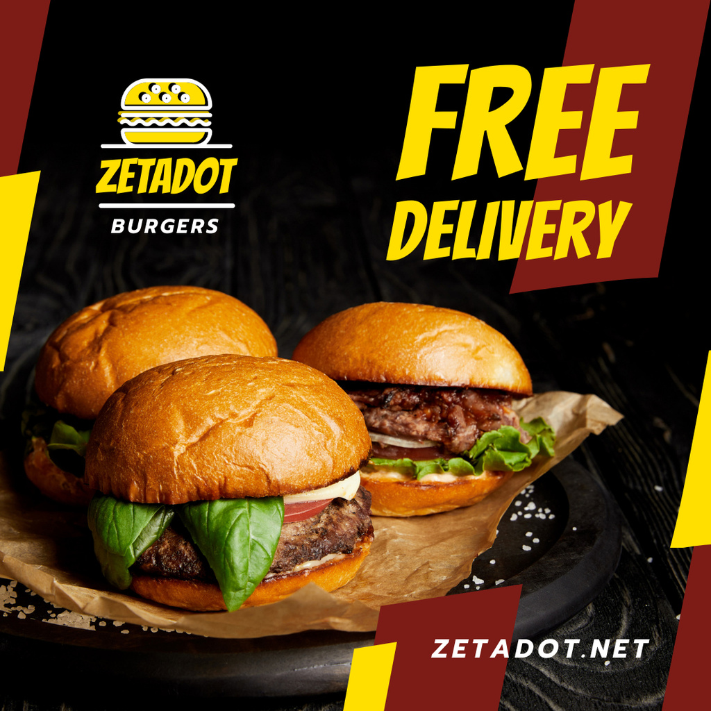 Designvorlage Fast Food Offer Tasty Burgers für Instagram