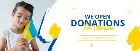 Template di design Apriamo le donazioni per l'Ucraina Facebook cover