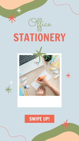 Papelaria com produtos essenciais para escritório Instagram Story Modelo de Design