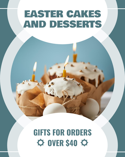 Offer of Easter Cakes and Desserts Sale Instagram Post Vertical Design Template