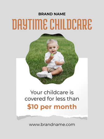 Little Girl Spending Time in Daycare Poster US Design Template