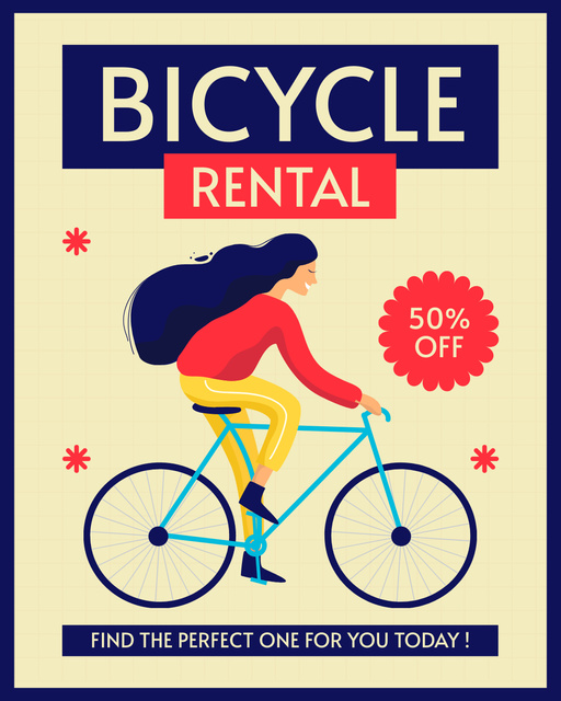 Perfect Bicycles for Rent Instagram Post Vertical Design Template