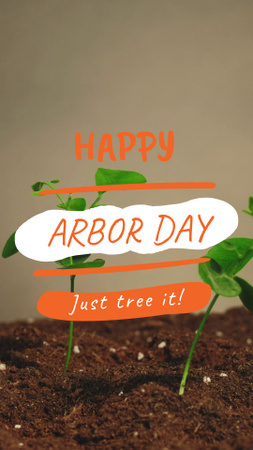 Plantilla de diseño de Feliz día del árbol con plantas en el suelo Instagram Video Story 