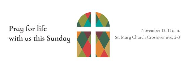 Invitation to Pray with Church Window Facebook cover Design Template