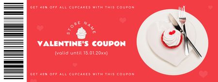Festive Discount on Cupcakes for Valentine's Day Coupon Design Template