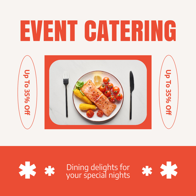 Event Catering Offer with Tasty Dish on Plate Instagram Tasarım Şablonu