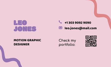 Plantilla de diseño de Motion Graphic Designer Service Offer with Puzzles on Pink Business Card 91x55mm 