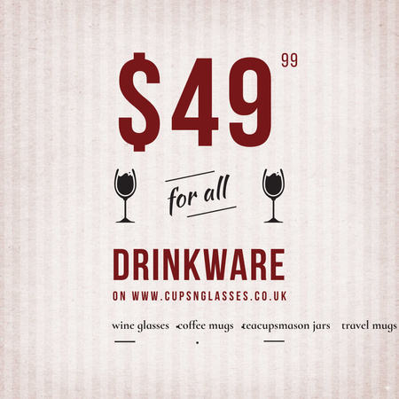 Ontwerpsjabloon van Instagram AD van Drinkware Sale Glass with red wine