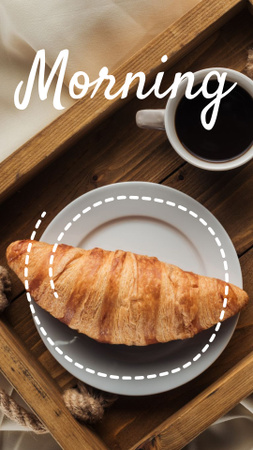Delicious Croissant on Plate with Coffee Instagram Story Design Template