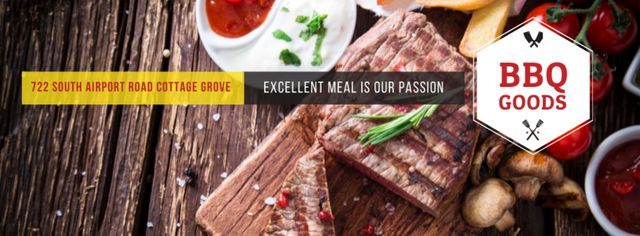 Designvorlage BBQ Food Offer with Grilled Meat für Facebook cover