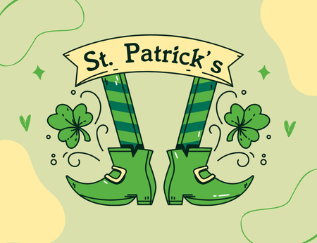 St. Patrick's Day Greeting with Green Shoes Thank You Card 5.5x4in Horizontal Design Template