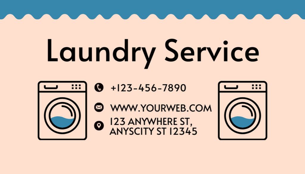 Plantilla de diseño de Laundry Services with Ironing and Delivery Business Card US 