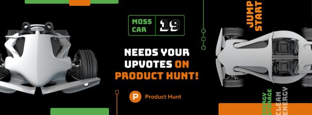 Designvorlage Product Hunt Launch Ad with Sports Car für Facebook cover