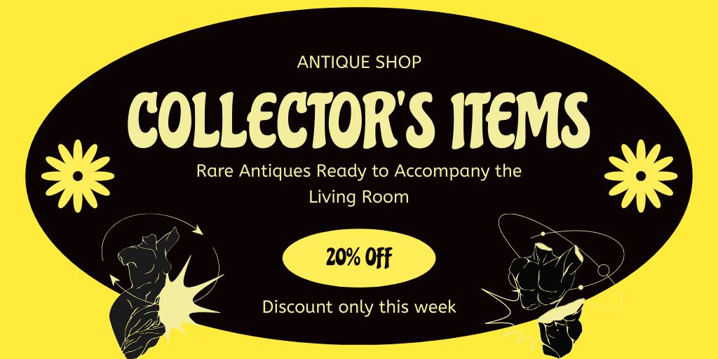 Rare Antique Stuff In Collector's Store With Discounts Twitter tervezősablon
