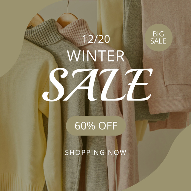 Winter Clothes Sale in Fashion Shop Instagram Design Template