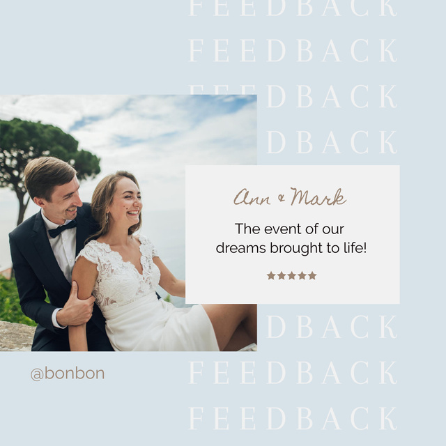 Feedback on Wedding Event Agency Instagram AD tervezősablon