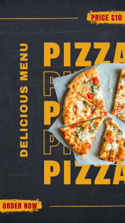 Delicious Menu Offer with Pizza Slices Instagram Story Modelo de Design