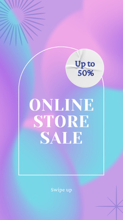 Online Store Sale Ad in Blue and Lilac Instagram Story tervezősablon