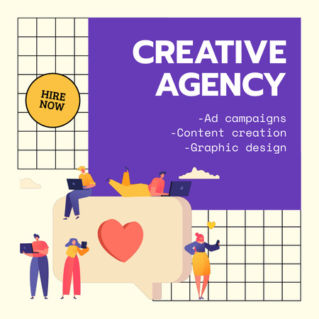 Creative Agency With Advertising And Designing Services Animated Post Šablona návrhu