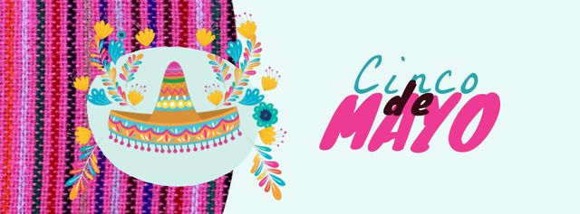 Cinco de Mayo Mexican holiday hat Facebook Video cover – шаблон для дизайна