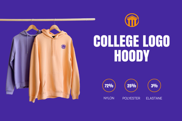 College Apparel and Merchandise Offer with Sweatshirts Labelデザインテンプレート