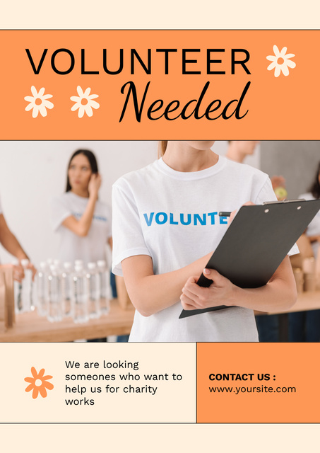 Volunteers Needed for Humanitarian Aid Collection Poster Design Template