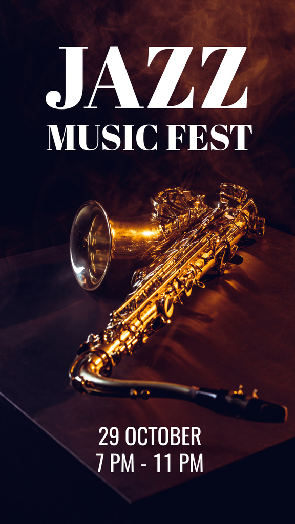 Jazz Music Fest Event with Saxophone Instagram Story Πρότυπο σχεδίασης