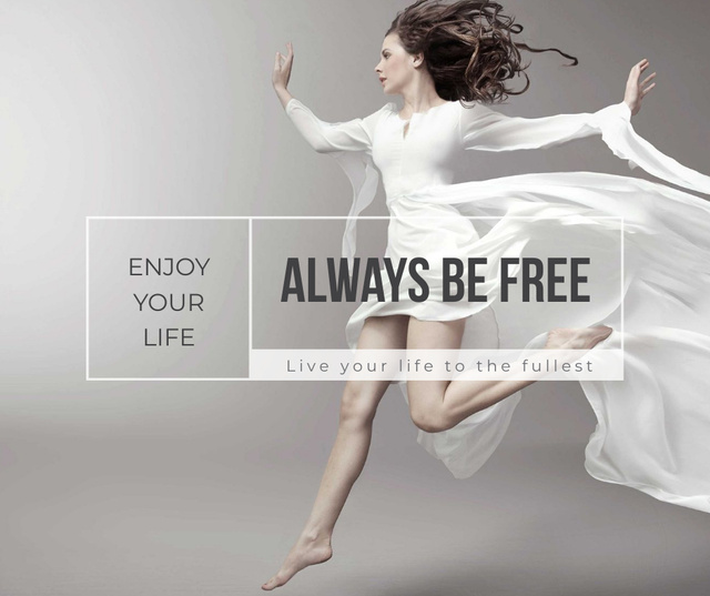 Inspiration Quote Woman Dancer Jumping Facebook Design Template