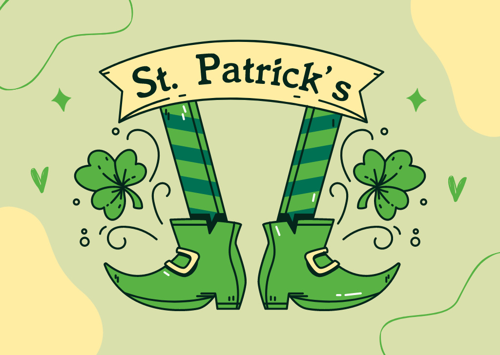 St. Patrick's Day Greeting with Green Shoes Card Tasarım Şablonu