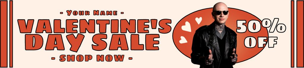Valentine's Day Sale Announcement with Stylish Man Ebay Store Billboard Šablona návrhu