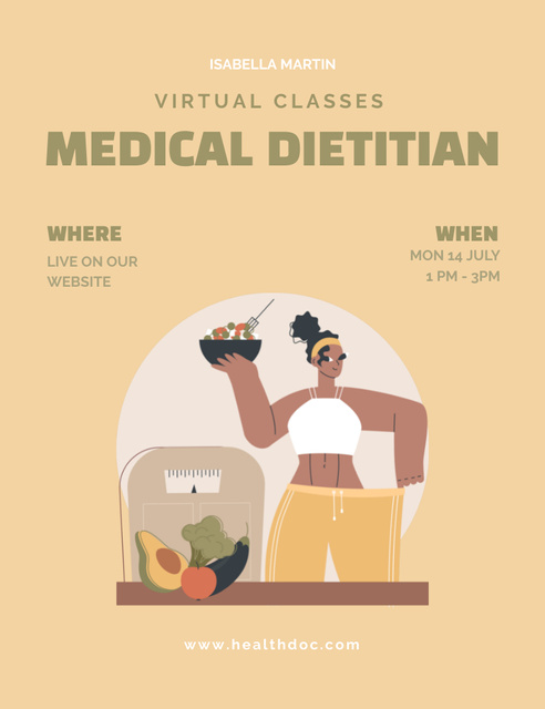 Healthy Nutrition Classes by Dietitian Invitation 13.9x10.7cmデザインテンプレート
