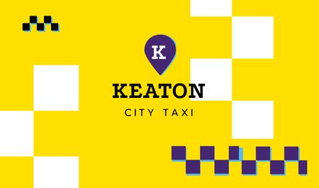 City Taxi Service Ad in Yellow Business card Modelo de Design