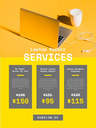 Template di design Gadgets Repair Service Offer with Laptop and Headphones Poster US