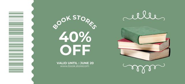 Captivating Books With Discounts Offer Coupon 3.75x8.25in Design Template