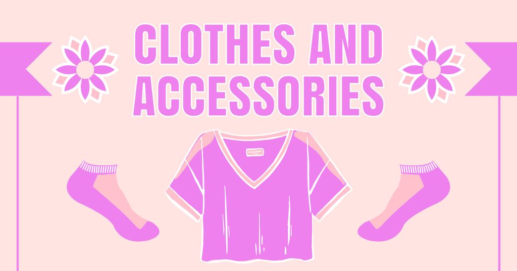 Designvorlage Pink Collection of Clothes and Accessories für Facebook AD