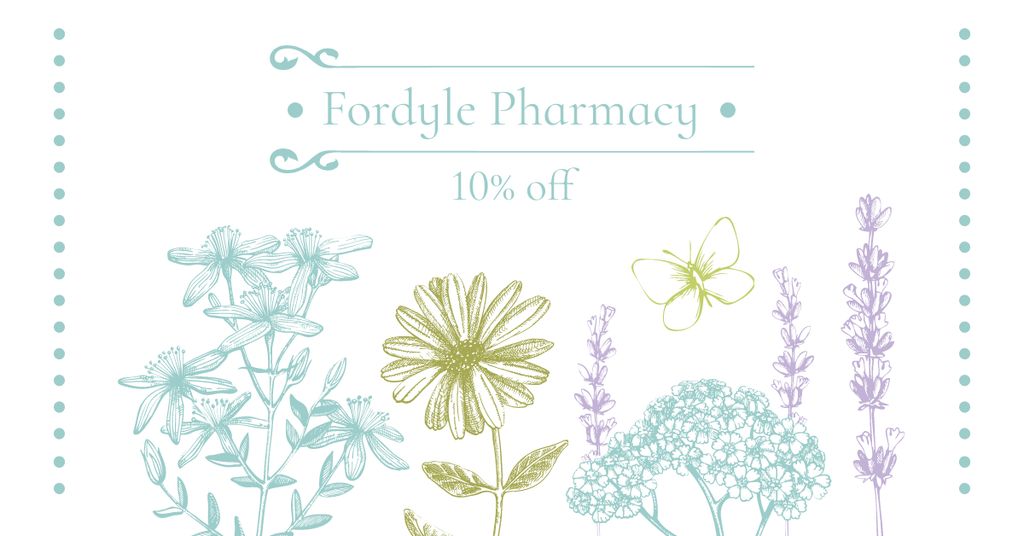 Designvorlage Pharmacy Ad with Natural Herbs Sketches für Facebook AD