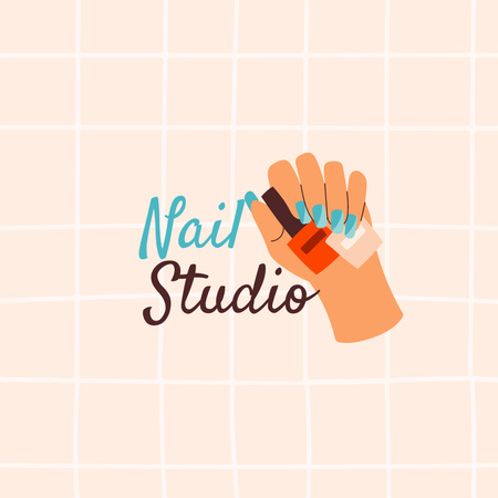Designvorlage Professional Manicure Offer with Nail Polish in Hand für Logo