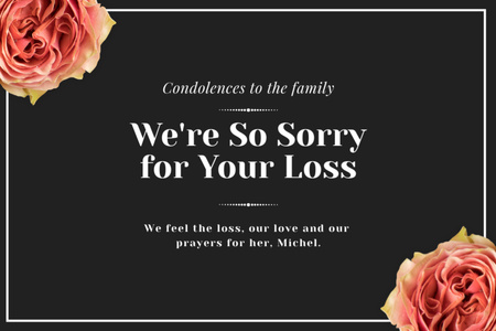Sympathy Messages for Loss with Flowers Postcard 4x6in Design Template