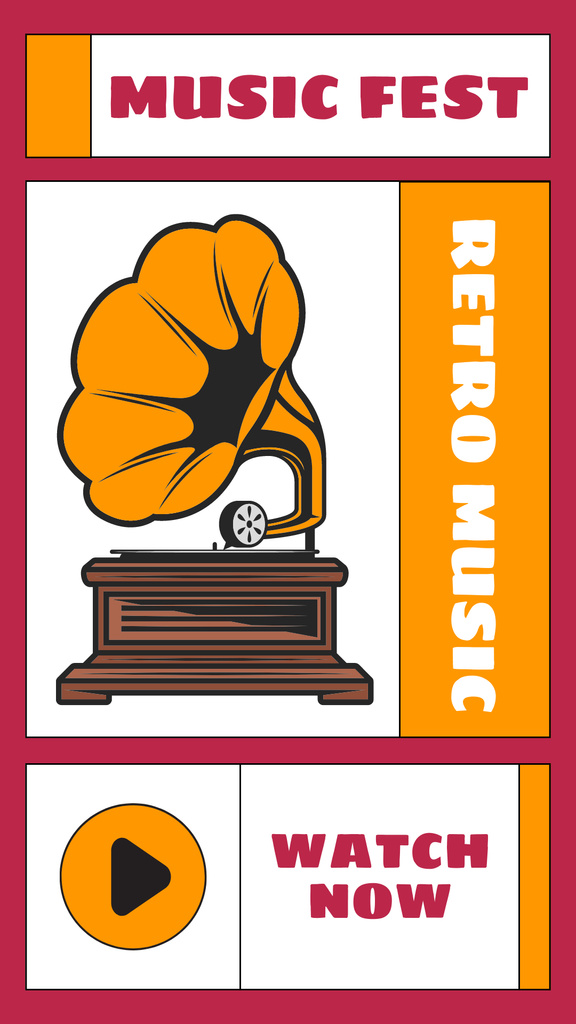 Template di design Retro Music Festival Promotion With Gramophone Instagram Story