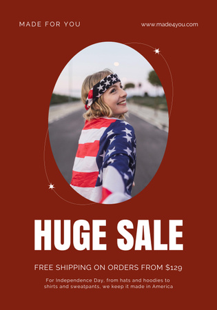 Memorable Independence Day Sale Announcement in the USA In Red Poster 28x40in Design Template