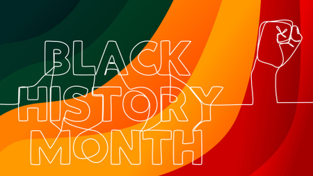 Commemoration of Black History Month With Gesture And Outlined Lettering Zoom Background Πρότυπο σχεδίασης