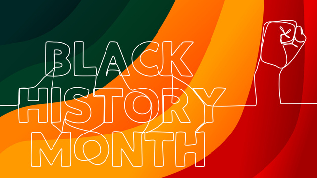 Designvorlage Commemoration of Black History Month With Gesture And Outlined Lettering für Zoom Background