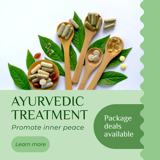 Ayurvedic Treatment With Various Capsules Animated Post Design Template